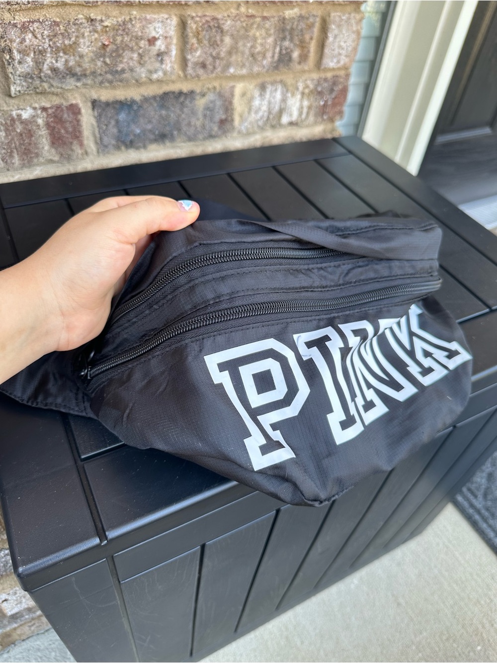 PINK Victoria's Secret Black Logo Waist Bag/ Book bag by Victoria's Secret